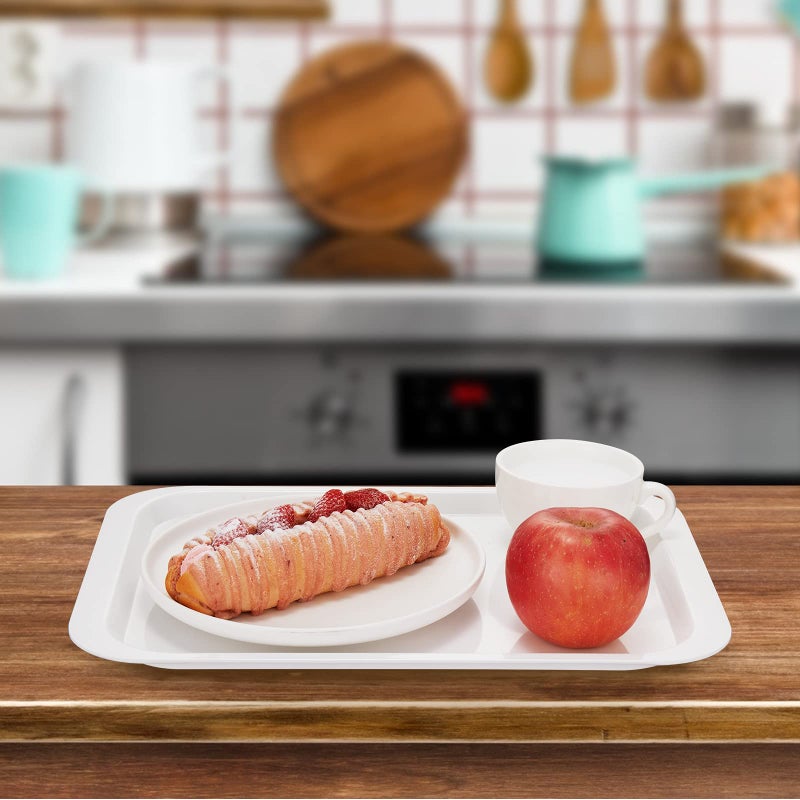 HSDT Melamine Serving Trays White 15x10.6 Inch Rectangle Cafeteria Fast Food Trays Breakfast Lunch Dinner Trays for Eating Set of 2,PFW-15106-02 - Image 4