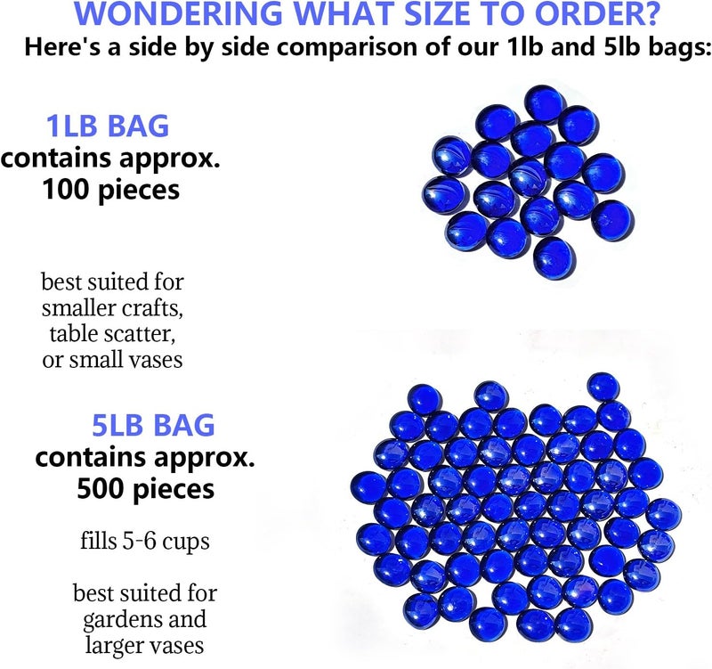MBKHFLL Glass Marbles, Mini Flat Glass Beads~100 PCS for Vase Fillers, Floral Bottom Mancala Gems Pebbles Fish Tank Rocks for Table Aquarium,Home Decor Art Craft Supplies (Dark Blue, 5 LB) - Image 3