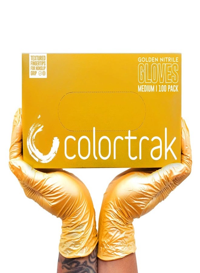 Colortrak Luminous Collection Disposable Nitrile Gloves, Gold, Medium, Single-Use, Allergy-Safe, Latex-Free, Powder-Free, Odor-Free, Textured Finger Tips - Image 1