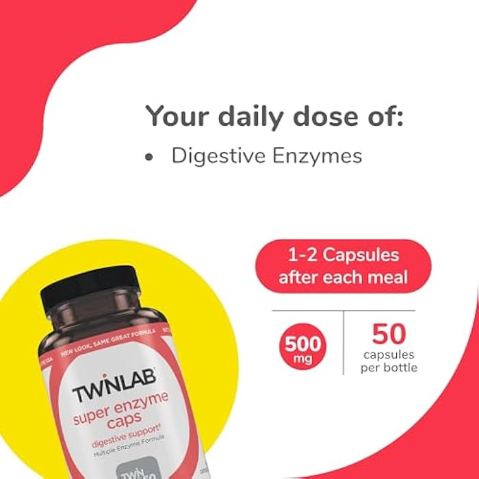Twinlab Super Enzyme Caps - Constipation Supplement with Digestive Enzymes - 50 Capsules - Image 3