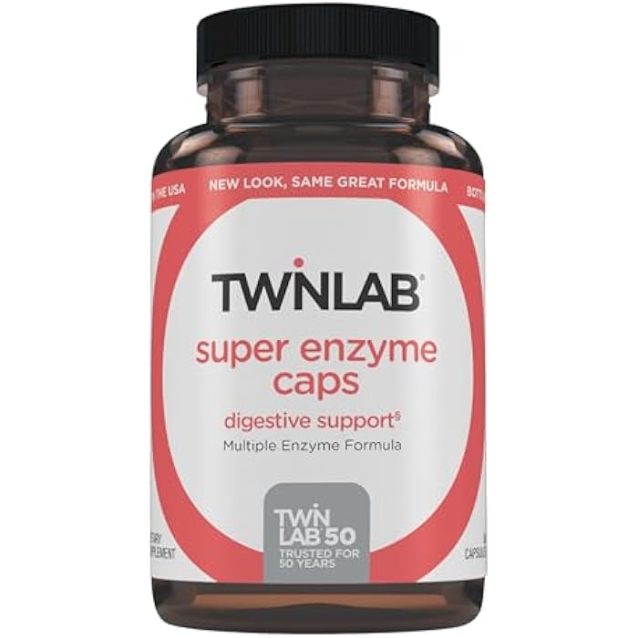 Twinlab Super Enzyme Caps - Constipation Supplement with Digestive Enzymes - 50 Capsules - Image 1