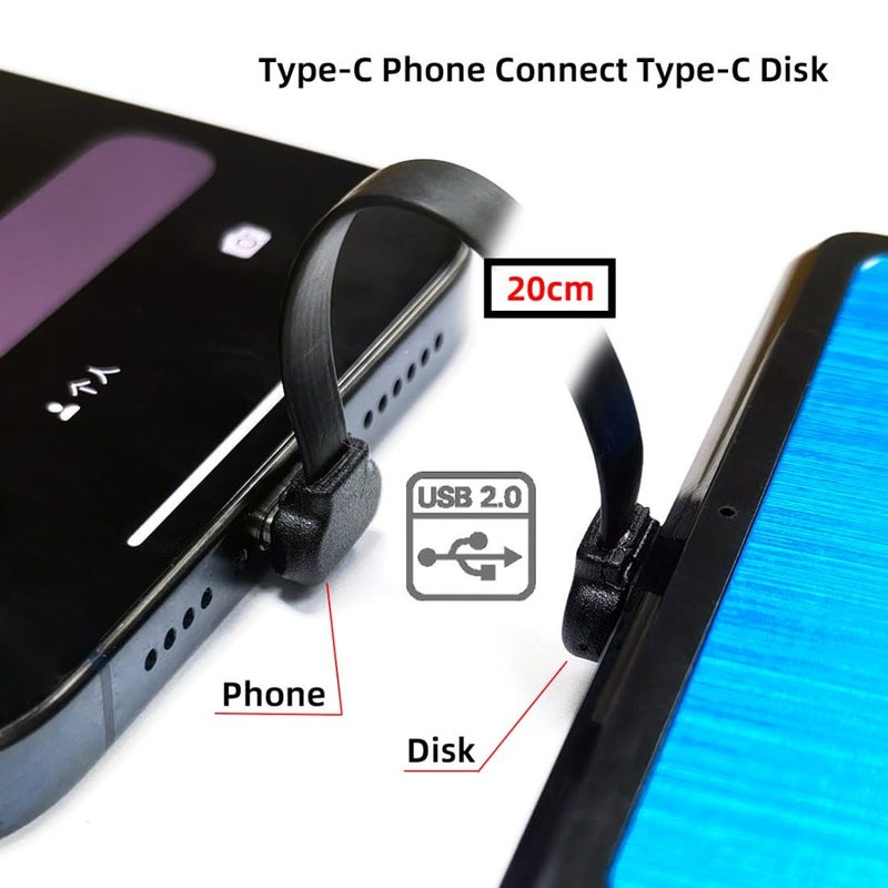 chenyang USB C Short Flat Cable USB 2.0 Type C Dual 90 Degree Angled PD 65W Fast Charge Data Extension Cable 200MM - Image 4