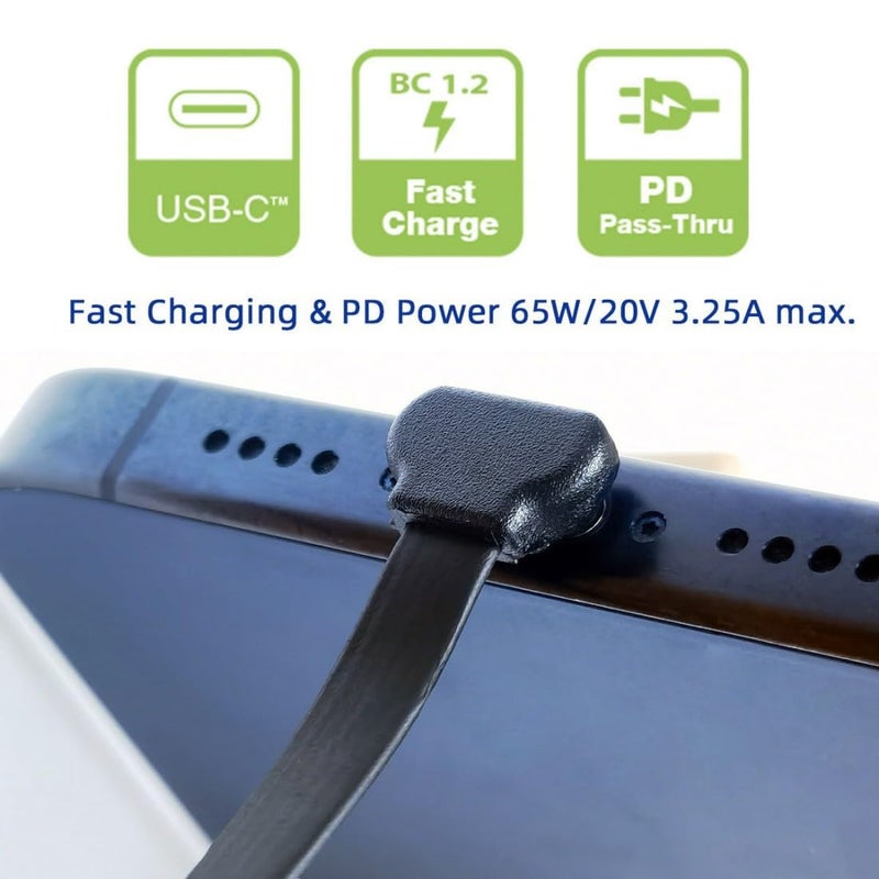 chenyang USB C Short Flat Cable USB 2.0 Type C Dual 90 Degree Angled PD 65W Fast Charge Data Extension Cable 200MM - Image 2