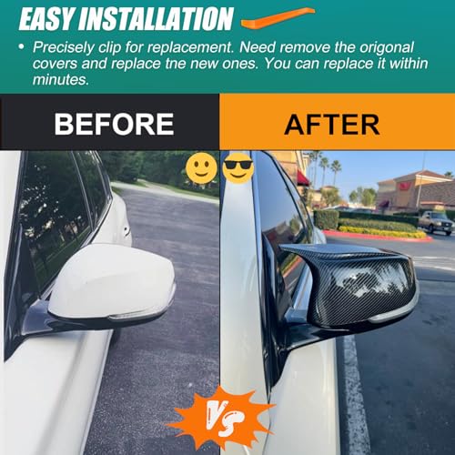 Qlhshop Carbon Fiber Side Mirror Caps for Infiniti Q50 Q60 Q70 QX30 QX50 Q50L Accessories, Passenger Driver Side View Mirror Cover Replacement Car Exterior Body Tuning Parts & Trim - 1Pair (Left-Right) - Image 2