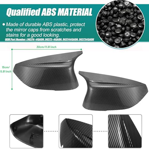 Qlhshop Carbon Fiber Side Mirror Caps for Infiniti Q50 Q60 Q70 QX30 QX50 Q50L Accessories, Passenger Driver Side View Mirror Cover Replacement Car Exterior Body Tuning Parts & Trim - 1Pair (Left-Right) - Image 3