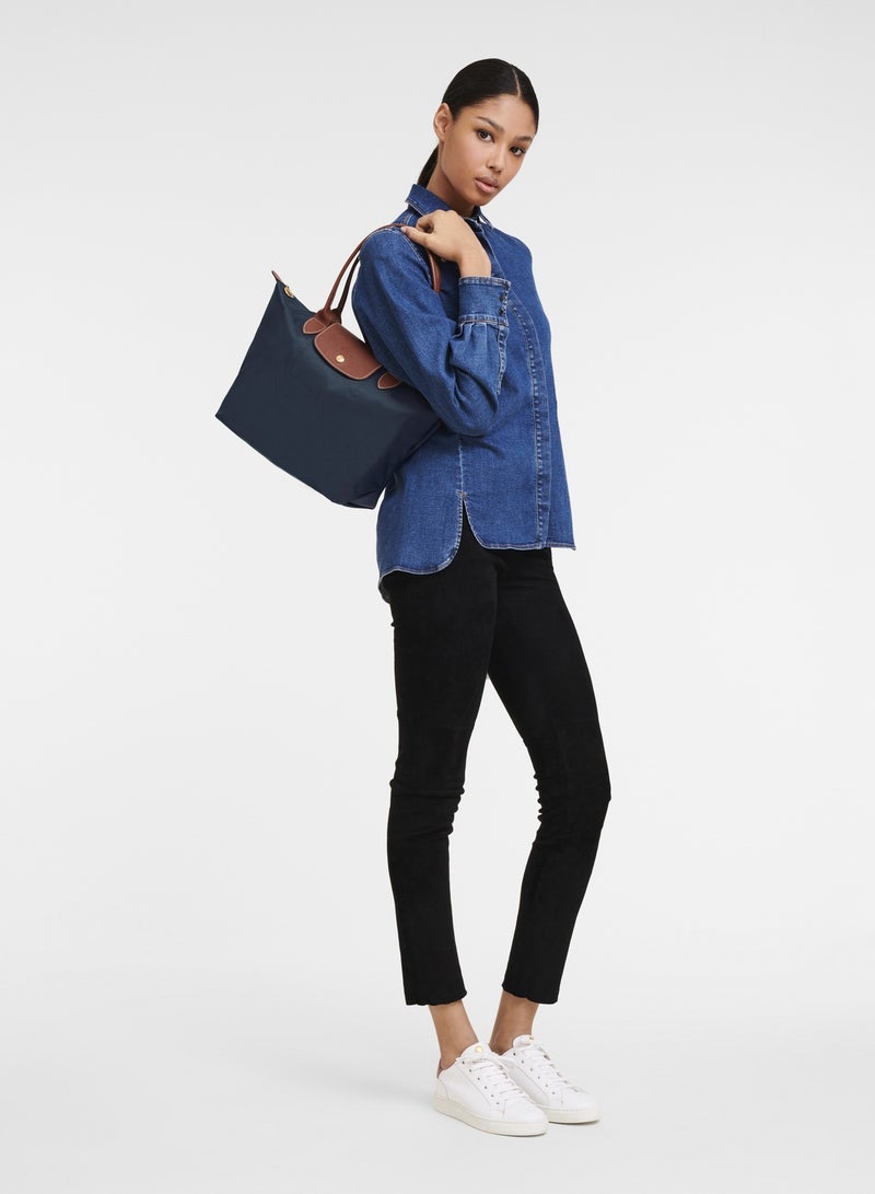 CHAMPS Short Handle Zipper Snap Closure Canvas and Leather Trimmed Tote Medium Women's - Image 1