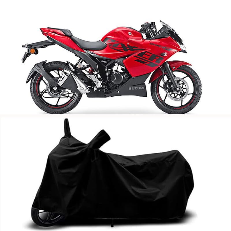 RABABLI غطاء جسم دراجة متوافق مع سوزوكي جيكسر SF 250 BS6 مع جميع المتغيرات مقاوم للخدوش، حزام مشبك - مقاوم للمطر، الأشعة فوق البنفسجية والغبار، مقاوم للرياح ودرع لجميع الأحوال الجوية (لون أسود) - Image 1