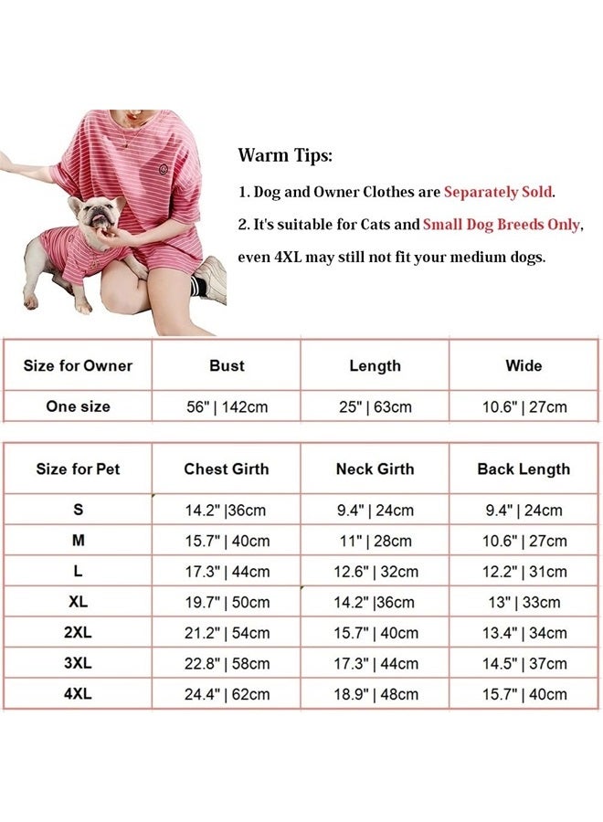 Matching Dog and Owner Clothes,Cat Dog Striped Shirt,Mama and Pet Shirts are Sold Separately (XX-Large, Pink-Pet)