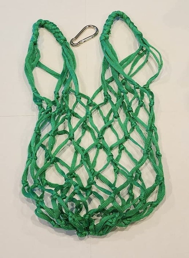 Muzzys Green Chicken Coop Flock Block Bird Seed Hanging Bag Veggie Treat Holder - Poultry Feeder Toy Accessories Cabbage Bowl Sack - Holds 25 lb Pound Bird Seed Blocks, Poultry Run Wildlife Feeder - Image 2