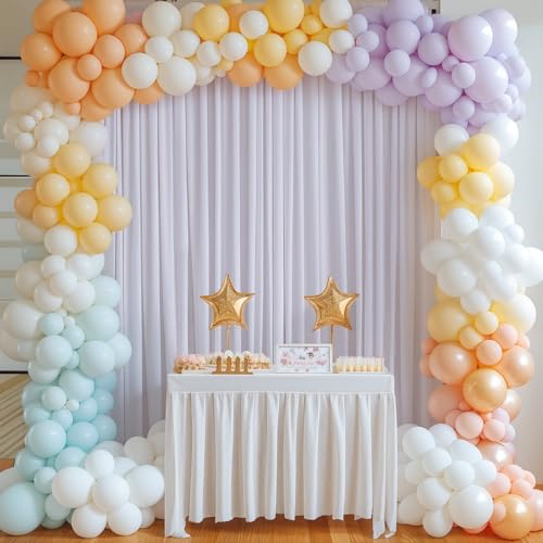 PARTISKY 8x10FT White Backdrop Curtains for Wedding Parties, Wrinkle Free Polyester Photography Backdrop Drapes for Wedding Baby Shower Birthday Parties Stage Background Stand Decorations 4x10ft,2 Panels - Image 4
