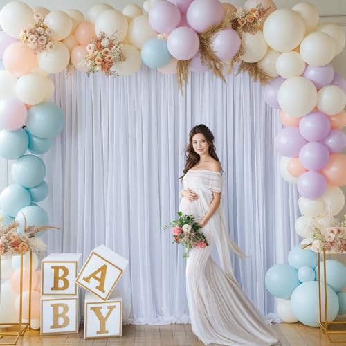 PARTISKY 8x10FT White Backdrop Curtains for Wedding Parties, Wrinkle Free Polyester Photography Backdrop Drapes for Wedding Baby Shower Birthday Parties Stage Background Stand Decorations 4x10ft,2 Panels - Image 5