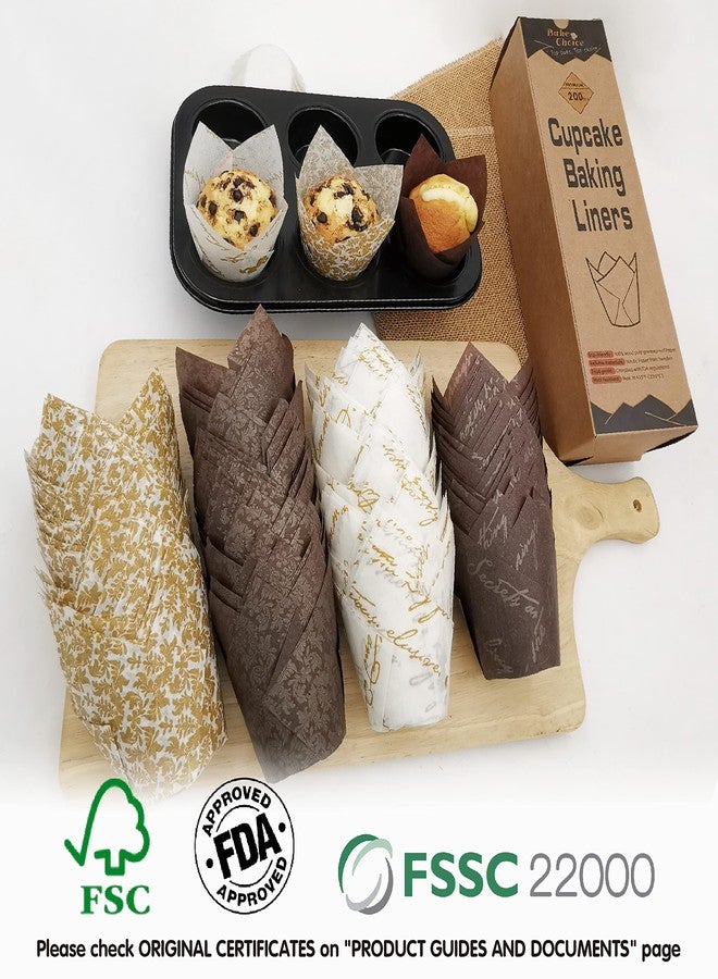 Bake Choice Nordic Paper 200pcs Tulip Cupcake Liners for baking cups with four fancy designs EU Parchment paper Standard Size Tulip Muffin liners, Cupcake Wrappers for Party, Wedding, Birthday - Image 4