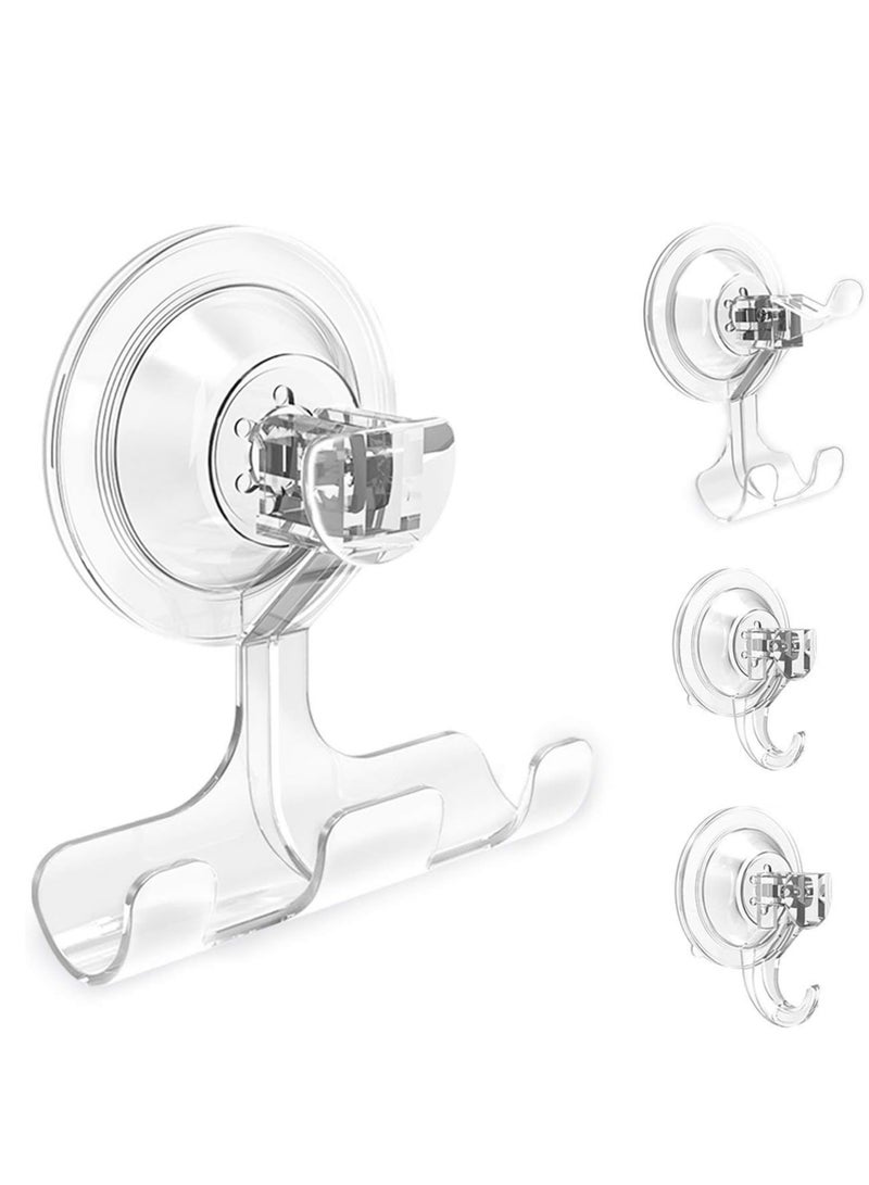 SYOSI Powerful Vacuum Suction Cup Hooks, Reusable Waterproof Shower Hook, 4Pcs Vacuum Suction Hooks - Razor Holder - Wreath Hook - Multi-Use for Bathroom Kitchen Office - Image 1