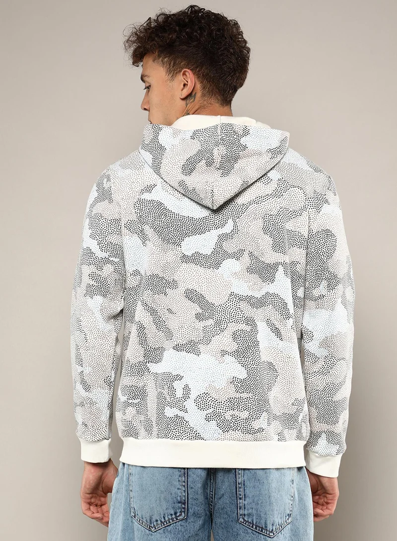 كامبوس سوترا Men's Grey & Beige Abstract Dotted Sweatshirt