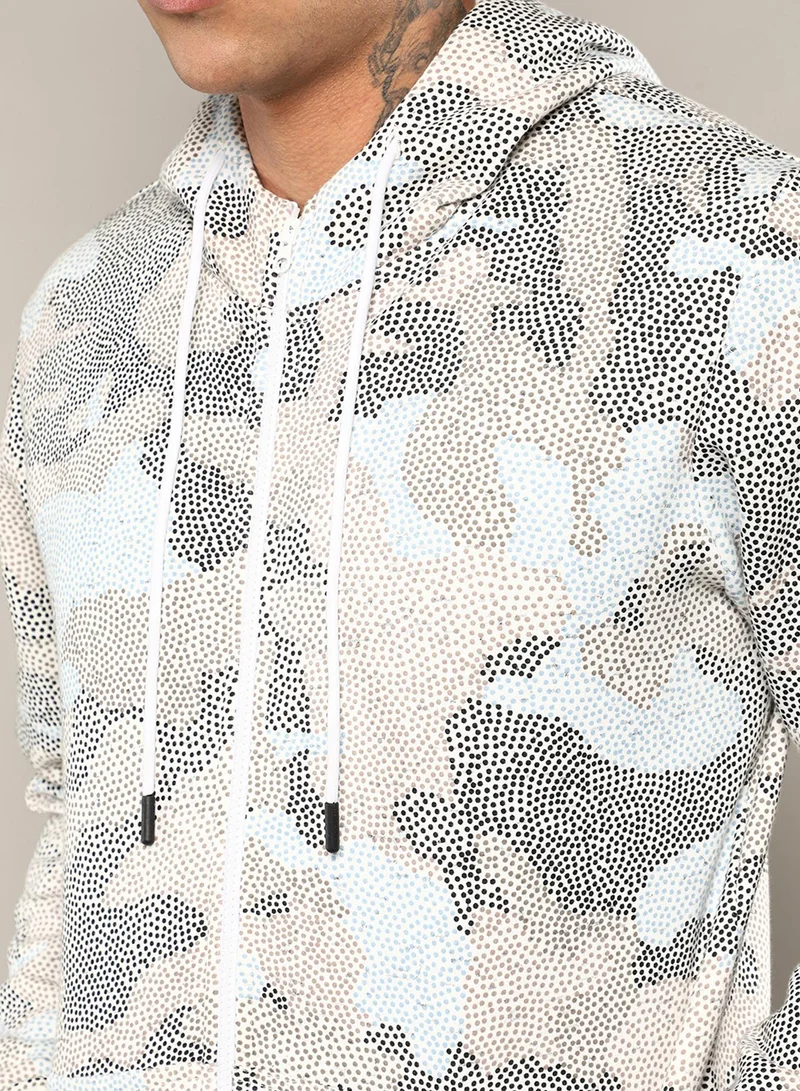 كامبوس سوترا Men's Grey & Beige Abstract Dotted Sweatshirt