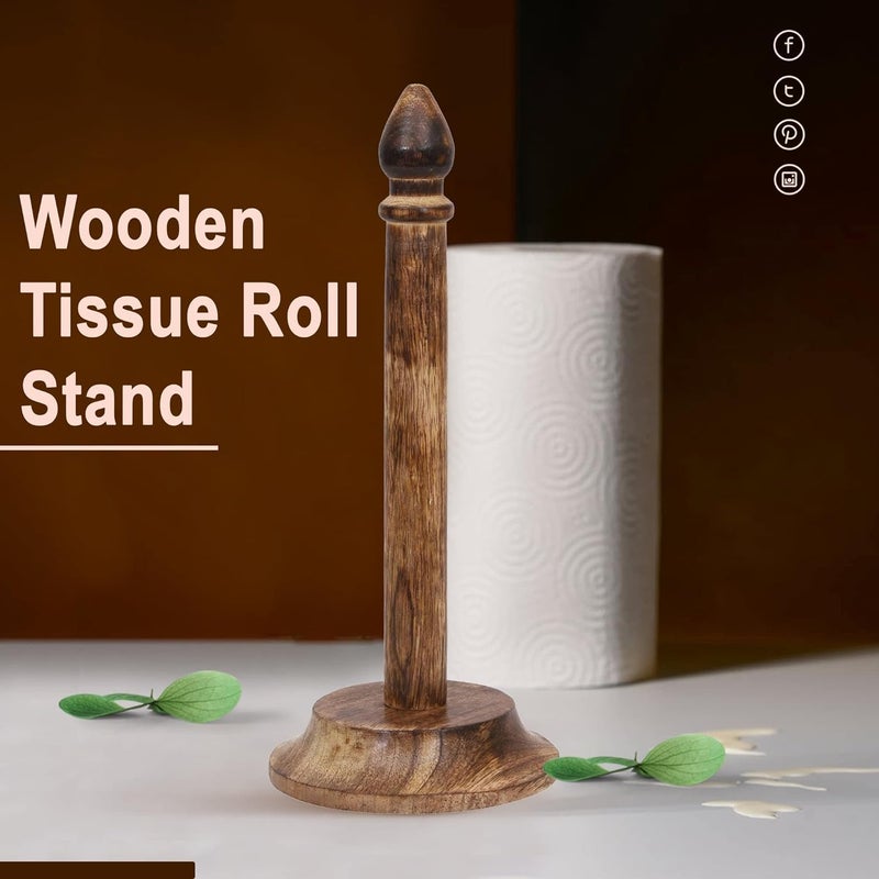 Vintageware® Wooden Paper Towel Holder Stand | Wooden Tissue & Toilet Paper Holder for Home, Kitchen, Hotels & Offices | Standard Brown Finish - Image 5