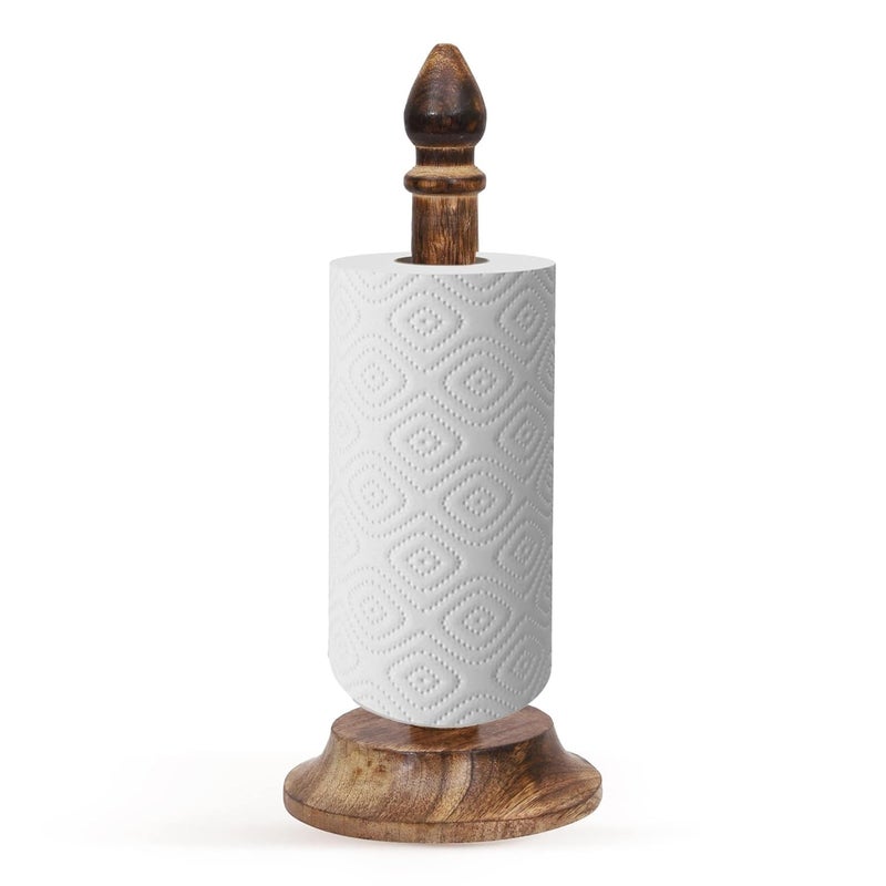 Vintageware® Wooden Paper Towel Holder Stand | Wooden Tissue & Toilet Paper Holder for Home, Kitchen, Hotels & Offices | Standard Brown Finish - Image 1