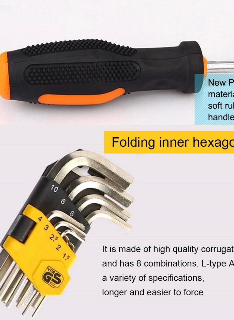 GGOOT 19 In 1 Precision Hardware Kit Household Hand Tool Set Screwdriver Wrench Hammer Plier Auto Repair Woodwork Tool - Image 4