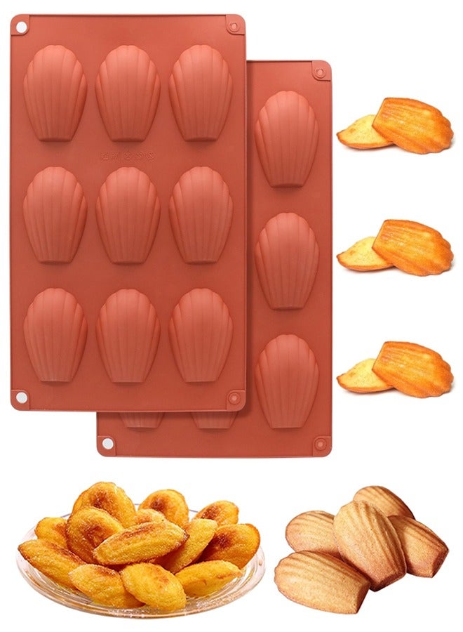 2Pcs سيليكون قوالب، شكل قذيفة كعكة الطبق القماش، 9 غرف المادلين الطبق، لا تلطخ الطبق، لصنع الكعك، الكعك، الحلوى - Image 1