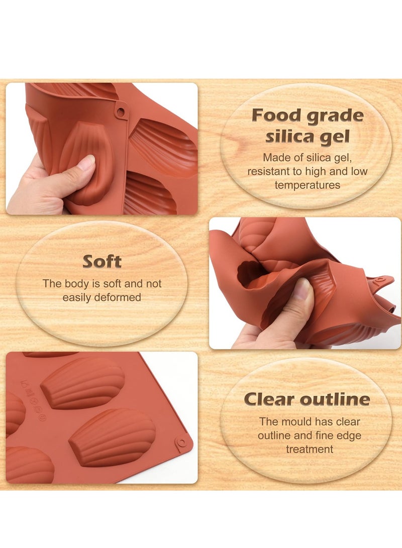 2Pcs سيليكون قوالب، شكل قذيفة كعكة الطبق القماش، 9 غرف المادلين الطبق، لا تلطخ الطبق، لصنع الكعك، الكعك، الحلوى - Image 4