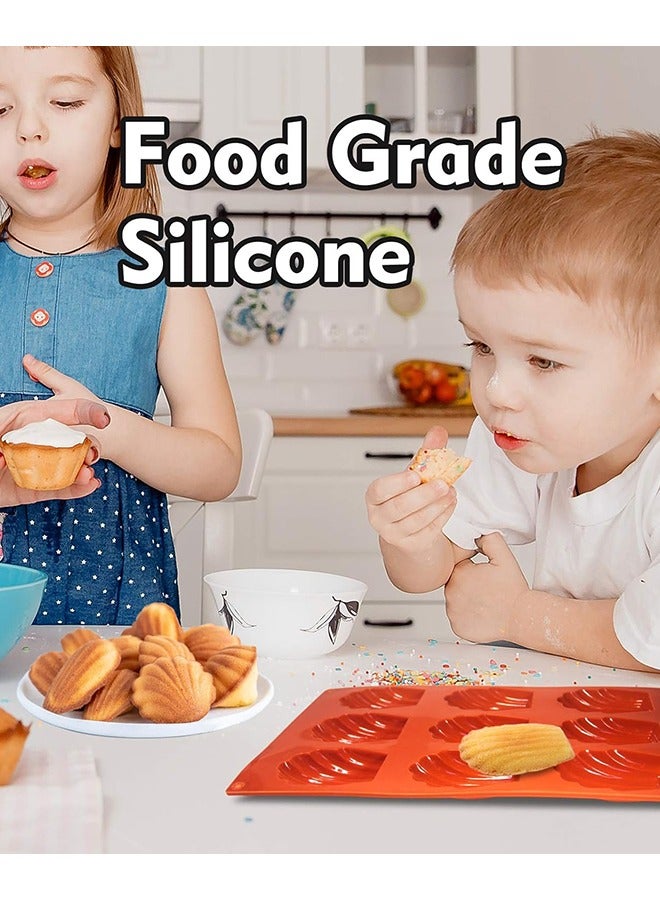 2Pcs سيليكون قوالب، شكل قذيفة كعكة الطبق القماش، 9 غرف المادلين الطبق، لا تلطخ الطبق، لصنع الكعك، الكعك، الحلوى - Image 5