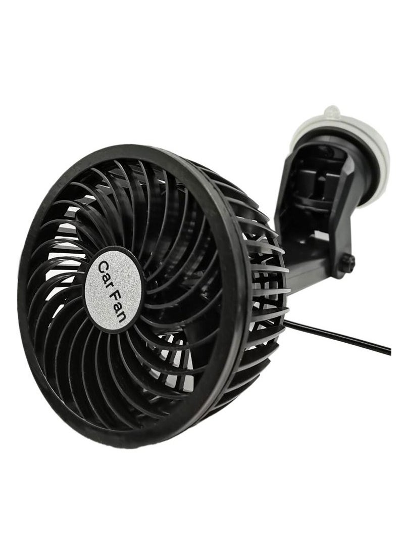 Carfu - Car Fan Glass Vacuum Cup Fitting Fan 5 Watt 4 inch 360° Rotation Adjustable Arm 12V High Wind Low Noise 100% Copper Motor - Image 1