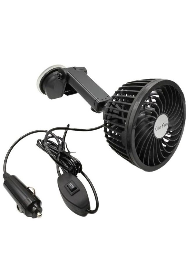 Carfu - Car Fan Glass Vacuum Cup Fitting Fan 5 Watt 4 inch 360° Rotation Adjustable Arm 12V High Wind Low Noise 100% Copper Motor - Image 1