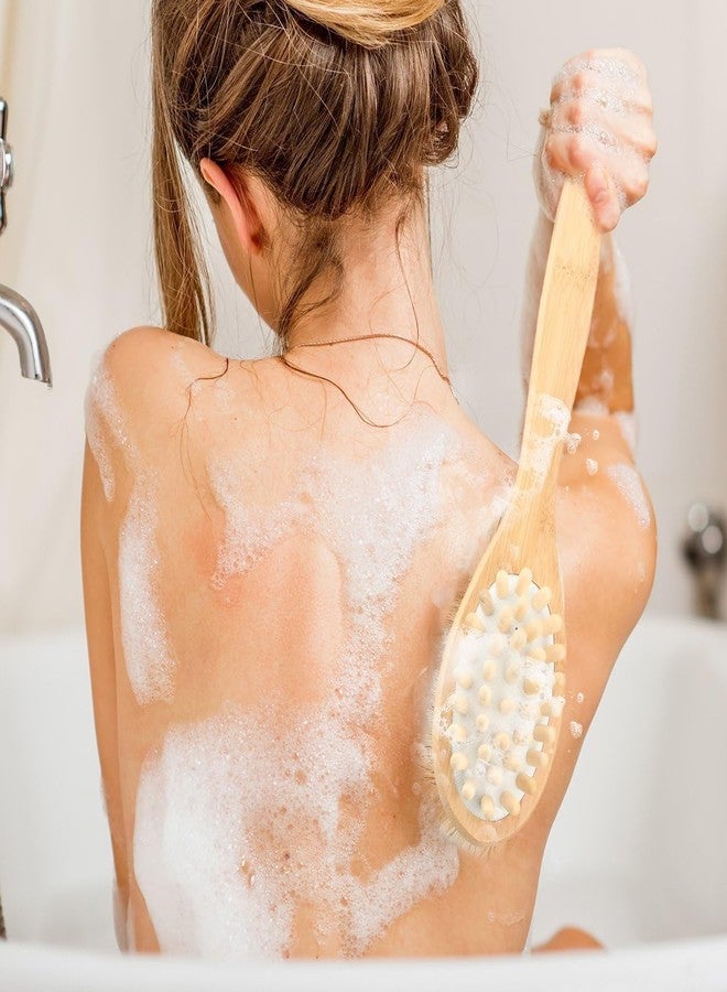 Ask Me 2-in-1 Long Handle Body Brush | For Skin Exfoliation and Massage | Reduces Cellulite | Stimulates Blood Circulation & Reduces Dead Skin Cells | Natural, Soft Bristles | (1 unit) - Image 2