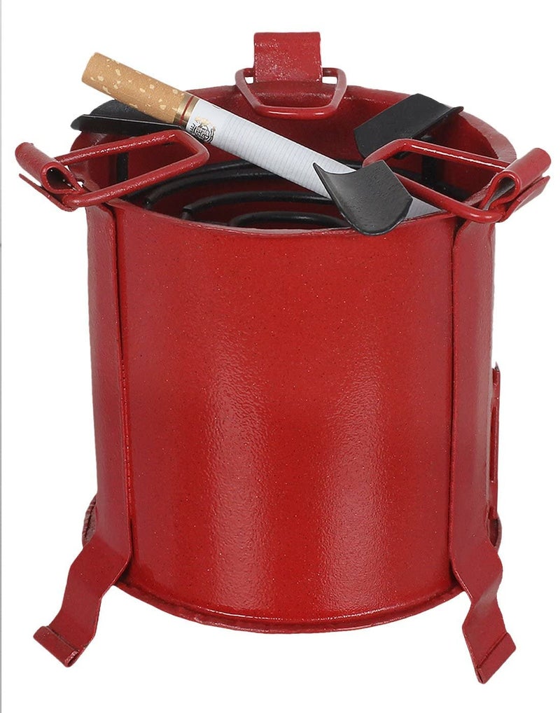 BOGEN LITE Angeethi BBQ Style Metal Ashtray | Cigarette || Tabletop || Cigar Rest for Indoor Outdoor || Handcrafted for Home Office (15 cm x 13 cm x 12 cm) (Red) - Image 1