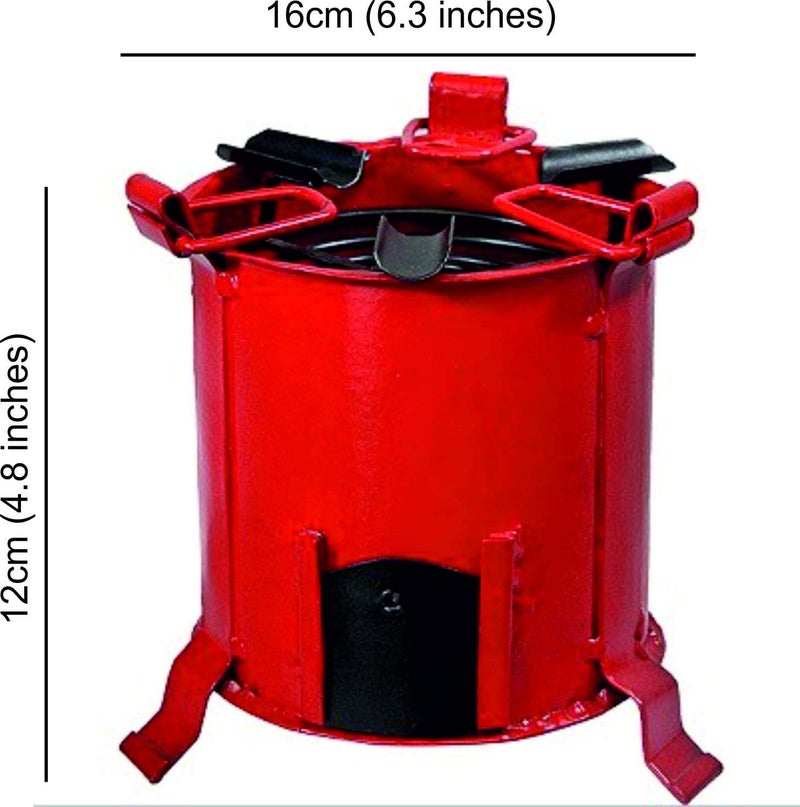 BOGEN LITE Angeethi BBQ Style Metal Ashtray | Cigarette || Tabletop || Cigar Rest for Indoor Outdoor || Handcrafted for Home Office (15 cm x 13 cm x 12 cm) (Red) - Image 2
