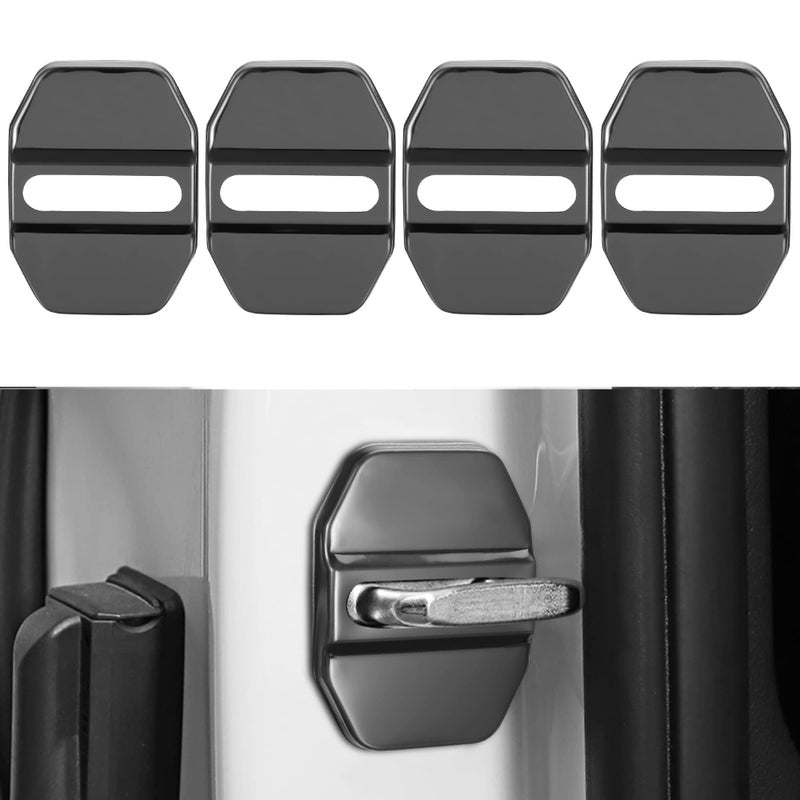 TOMALL 4pcs Car Door Lock Latches Cover Protector Compatible with BMW 1 2 3 5 7 Series X1 X2 X3 X4 X5 X6 F30 F31 F34 F35 F36 F10 F11 M3 M5 Accessories Stainless Steel Car Door Lock Decoration Black
