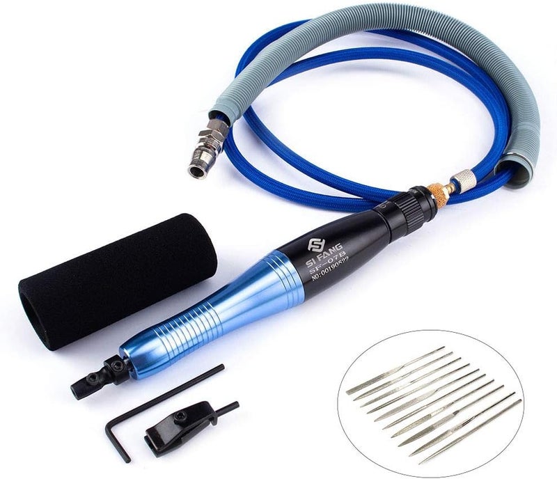 SI FANG Turbine Reciprocating Pneumatic Ultrasound Grinder Micro Pneumatic Air Pencil Die Grinder Kit for Mould Metal Lapping Filing Grinding Buffing Polishing Sanding Tools - Image 1