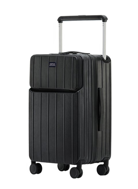 LIGHTGO 7615 أسود متوسط الحجم 24.5"حقيبة في الأمتعة مع توسيع مع حقيبة السفر TSA YKK ZIPPER