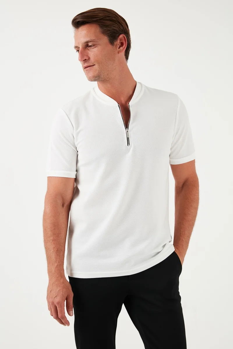 بوراتي Cotton Regular Fit Half Zipper T Shirt Men's T Shirt 5902653