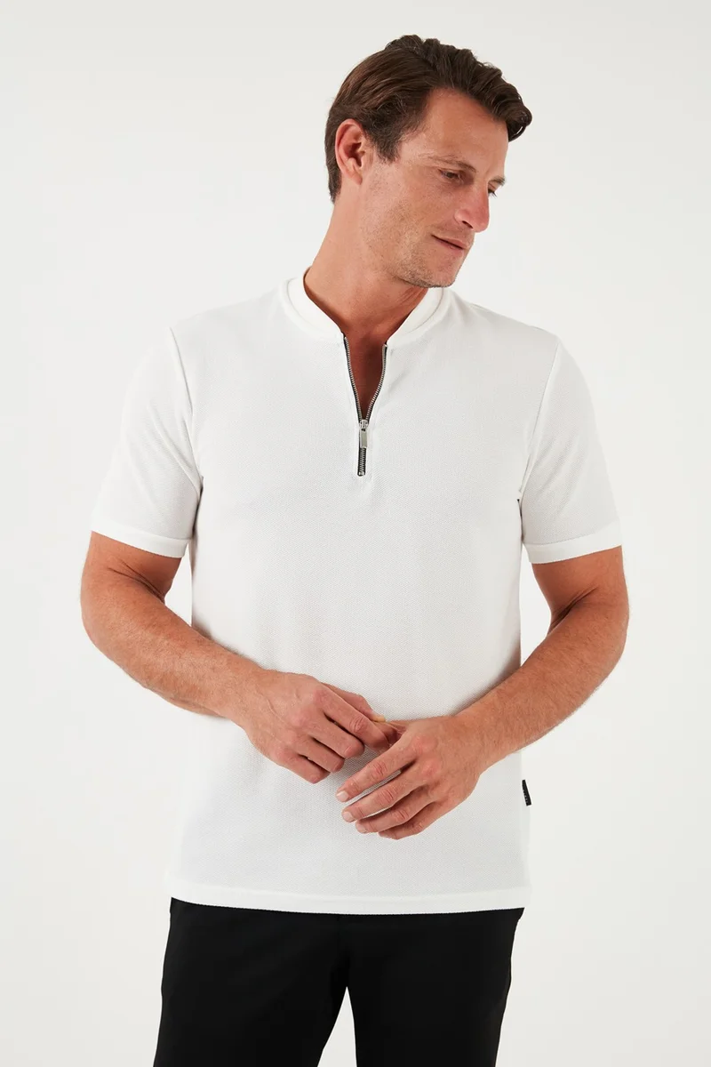 بوراتي Cotton Regular Fit Half Zipper T Shirt Men's T Shirt 5902653