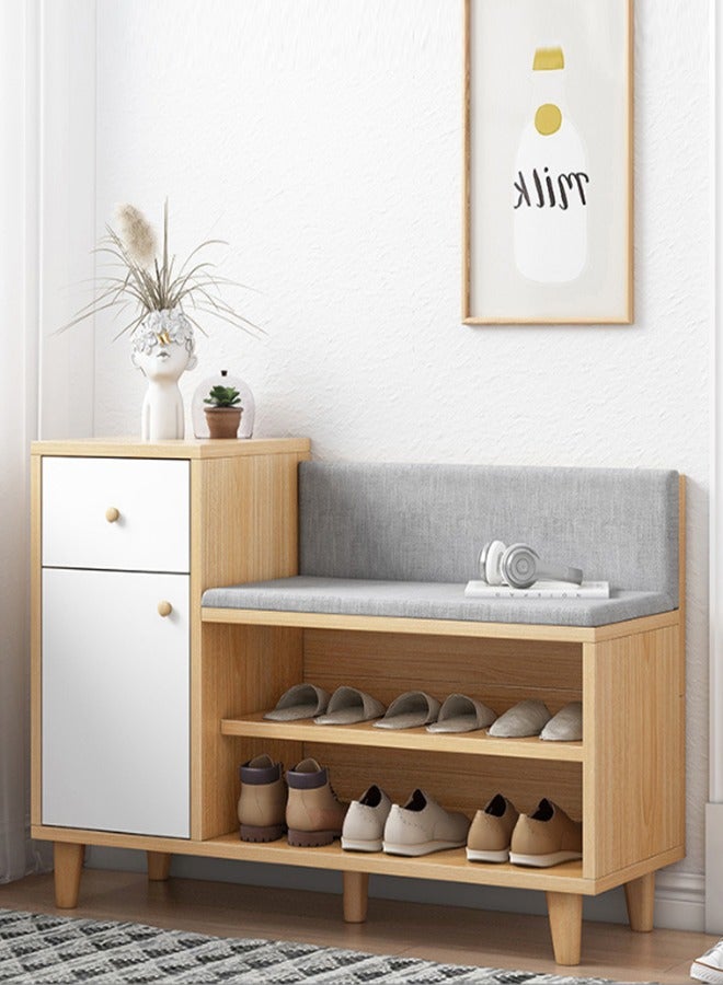 JCB CHIC Shoe Storage Bench, 2-Tier Shoe Cabinet with Lift Top Storage Box, Drawer and Soft Cushion Seat,  Shoe Rack with Shoe Cabinet for Entryway,Hallway,Bedroom,Vintage - Image 1