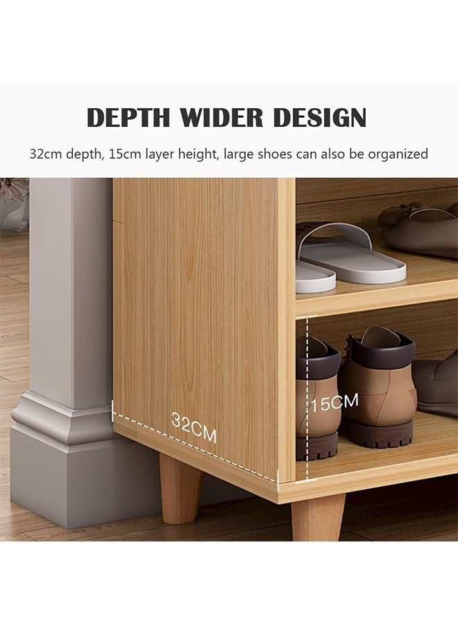 JCB CHIC Shoe Storage Bench, 2-Tier Shoe Cabinet with Lift Top Storage Box, Drawer and Soft Cushion Seat,  Shoe Rack with Shoe Cabinet for Entryway,Hallway,Bedroom,Vintage - Image 5