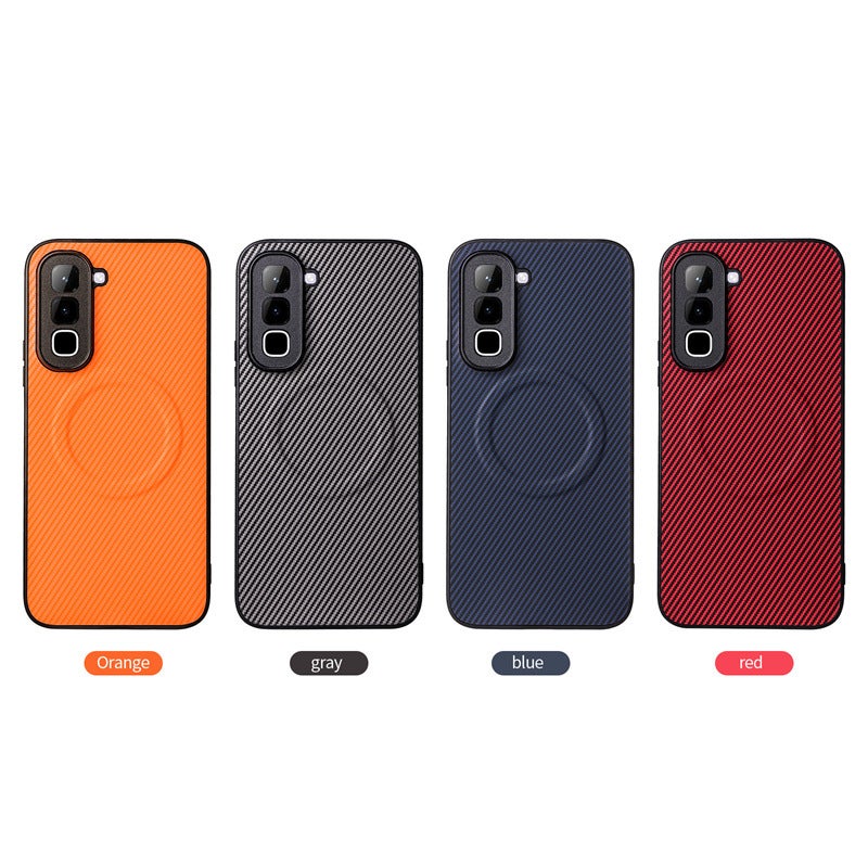 Magnetic Wireless Charging Phone Case with Kickstand for Infinix Hot 70 4G X6895, TPU Leather Handcrafted Cover - Image 3