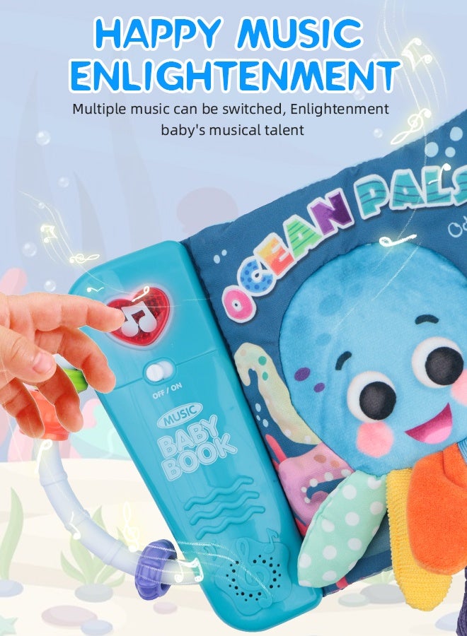 Soft Touch Baby Cloth Book with Music Baby Fabric Book Baby Musical Toys Newborn Montessori Toys for Babies, Soft 3D Activity Cloth Tummy Time Book, Infant Early Development Toy for 6-12 Months Baby  - Image 5
