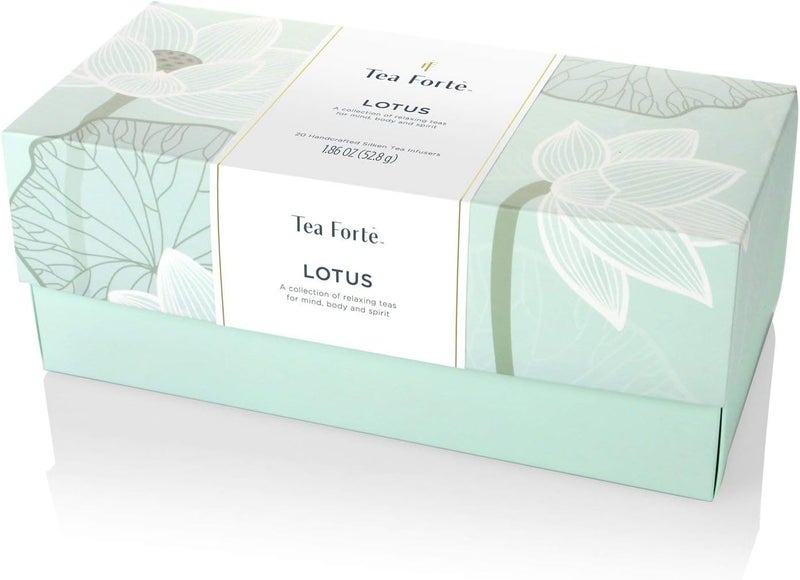 Tea Forte مجموعة هدايا شاي تي فورت لوتس للاسترخاء مع أكياس شاي مثلثة مصنوعة يدويًا - 20 قطعة - Image 3