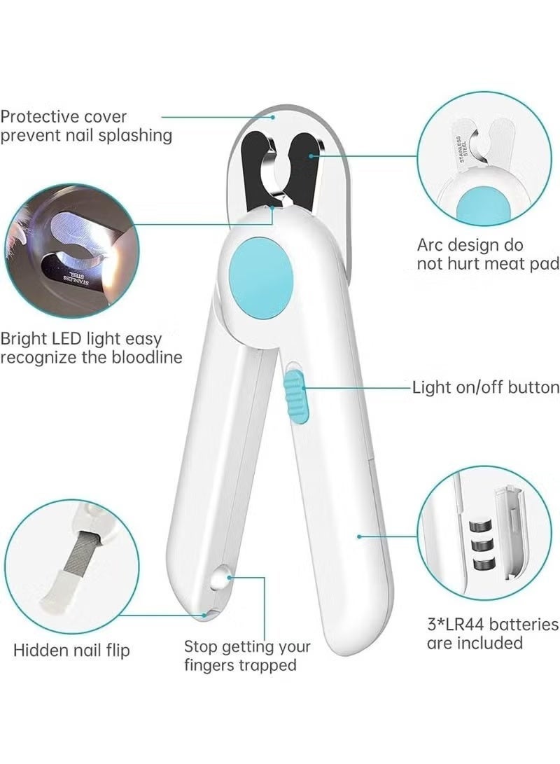 Kaco 1 Set Pet Nail Clipper, Hidden Nail File, Cat Dog Claw Trimmer with LED Light to Avoid Over Cutting, Blue - Image 4