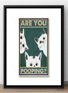 Are You Pooping Bathroom Wall Funny Quote Canvas Print Cute Black And White Cat Art Retro Toilet Room Home Decor Poster