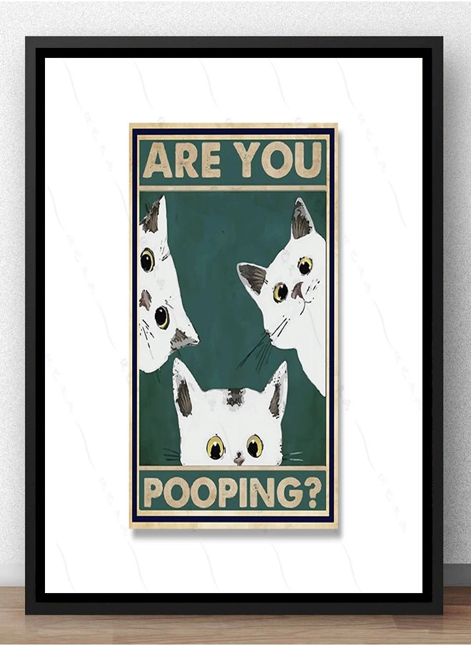 Generic - Are You Pooping Bathroom Wall Funny Quote Canvas Print Cute Black And White Cat Art Retro Toilet Room Home Decor Poster - Image 1