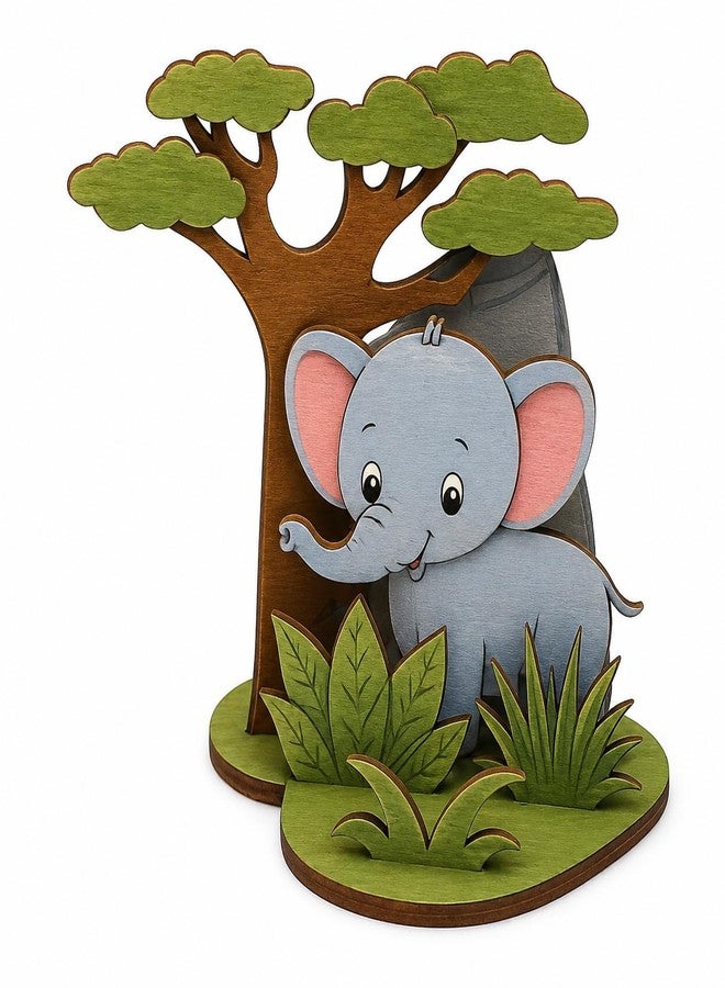 Vedroci The Arty Jungle Kit | DIY Wooden Painting & Assembly Toy for Kids Age 3+ | Educational Craft Activity Set with Paints | Jungle Animals Art & Craft Toy for Boys & Girls (Elephant Arty Jungle Kit) - Image 1