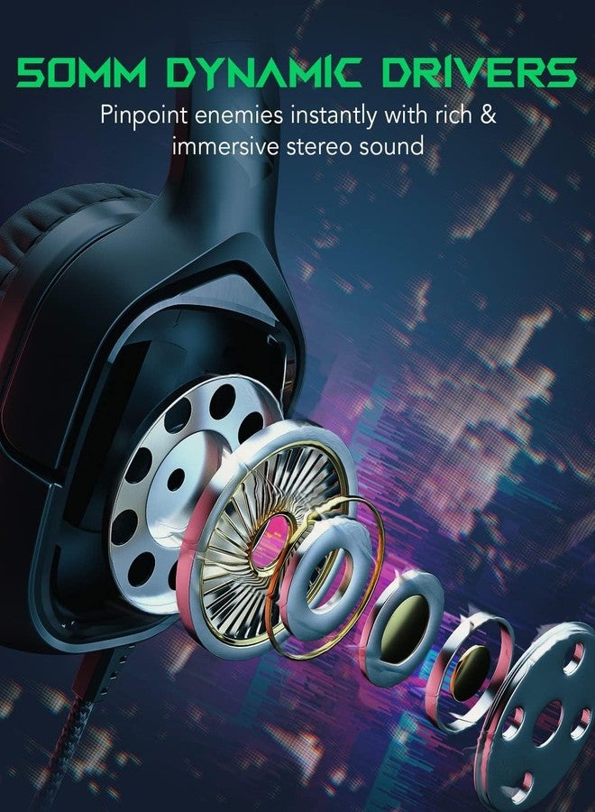 Black Shark Wired Headphones Bendable Ultra Clear Microphone On Ear Headsets, 50MM Dynamic Drivers Deep Bass in Line Control Gaming Earphones for Xbox/Switch/PS4/PS5/Computer - Image 2