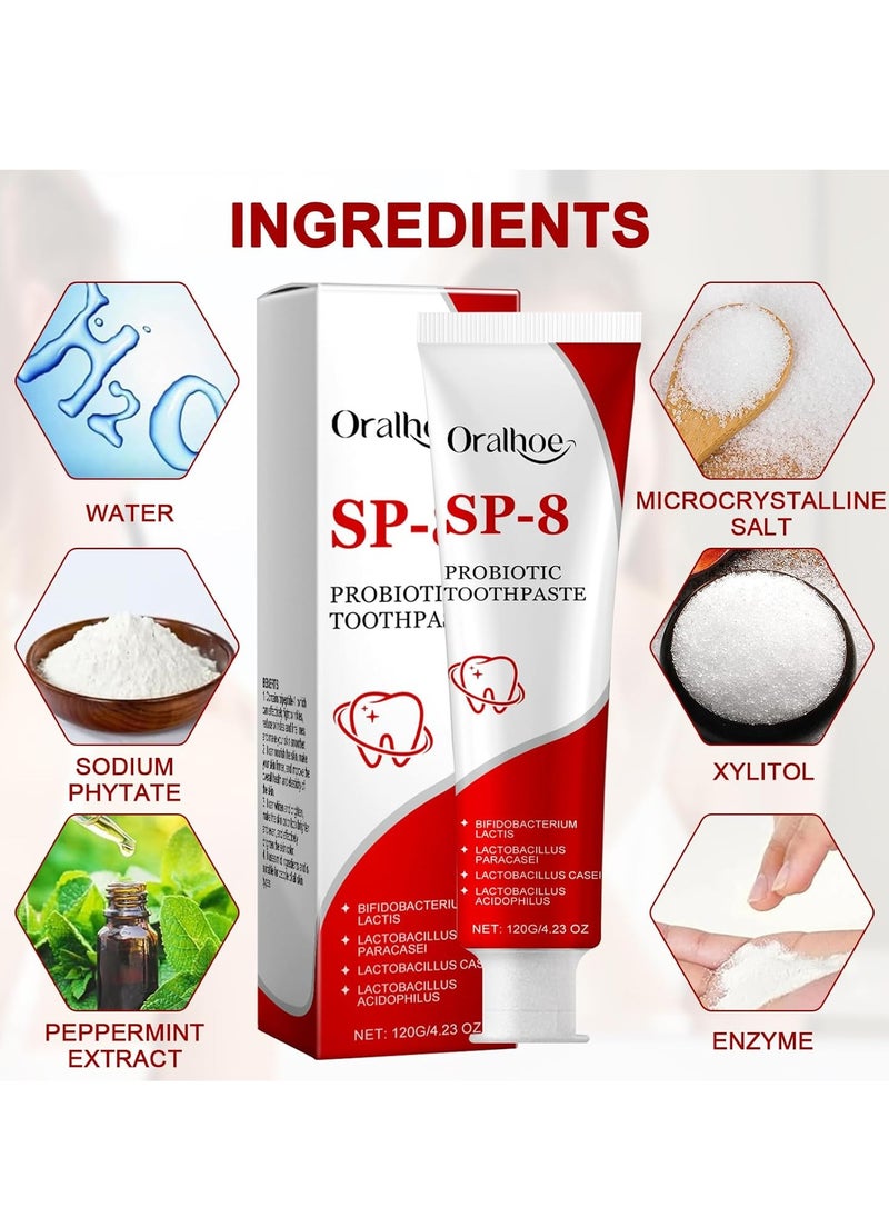 Sp-8 Toothpaste, Sp 8 Toothpaste, Sp8 Toothpaste, Sp 8 Probiotic Toothpaste for Stain Removal, Deep Cleaning Care Toothpaste, Fresh Breath Stain Removal (120 g)