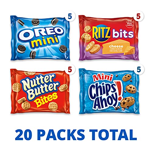 Nabisco Classic Mix Variety Pack, OREO Mini, CHIPS AHOY! Mini, Nutter Butter Bites, RITZ Bits Cheese, Christmas Stocking Stuffers, 20 Snack Packs - Image 2