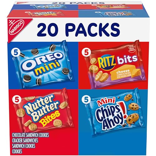 Nabisco Classic Mix Variety Pack, OREO Mini, CHIPS AHOY! Mini, Nutter Butter Bites, RITZ Bits Cheese, Christmas Stocking Stuffers, 20 Snack Packs - Image 1