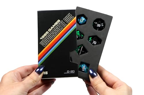 1985 Games Sharp Edge DND Dice Set Surge 7 Piece Polyhedral Dice in Retro VHS Box TTRPG Tabletop RPG Game Accessory - Image 1