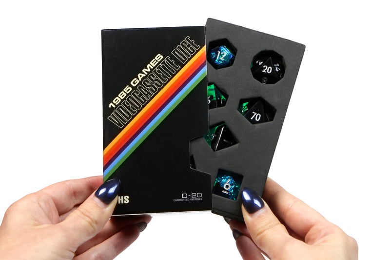 1985 Games Sharp Edge DND Dice Set Surge 7 Piece Polyhedral Dice in Retro VHS Box TTRPG Tabletop RPG Game Accessory - Image 3